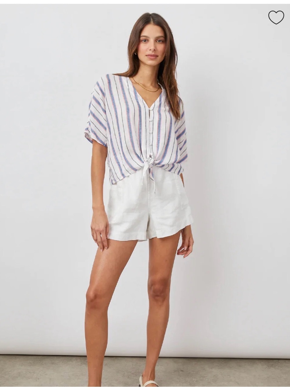 Rails White Button-Down Shirt with Blue & Pink Stripes ptp 21-22